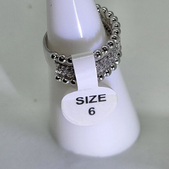 NEW, SGS MARKET/BARZEL BRAND, 18K WHITE GOLD PLATED, SIZE 6, CZ FACE STONE - Picture 5 of 6